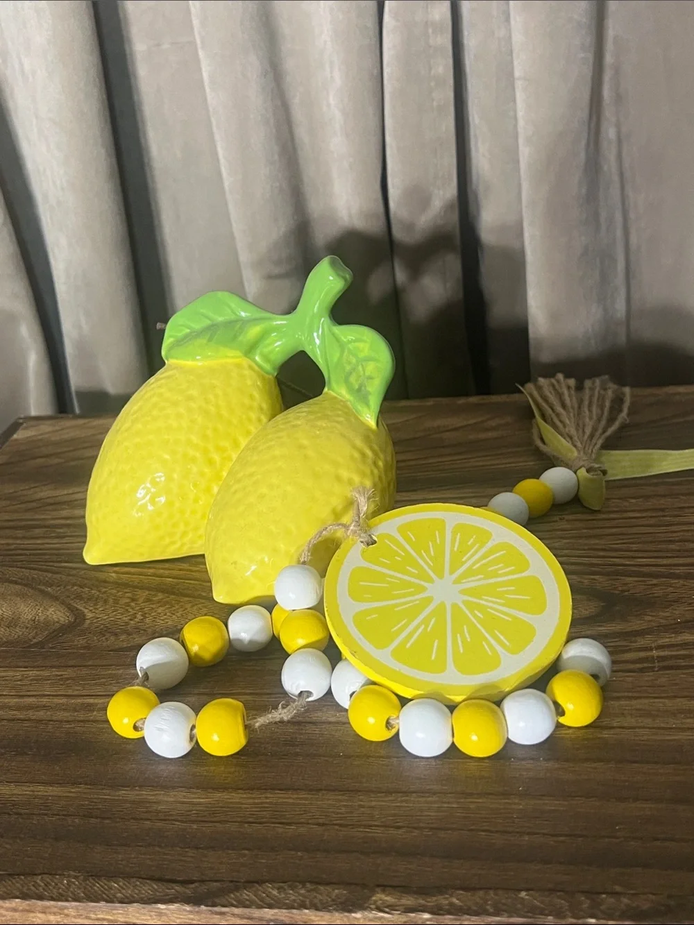 Yellow Ceramic Lemon Décor Vase and Figurine Set - Home Kitchen